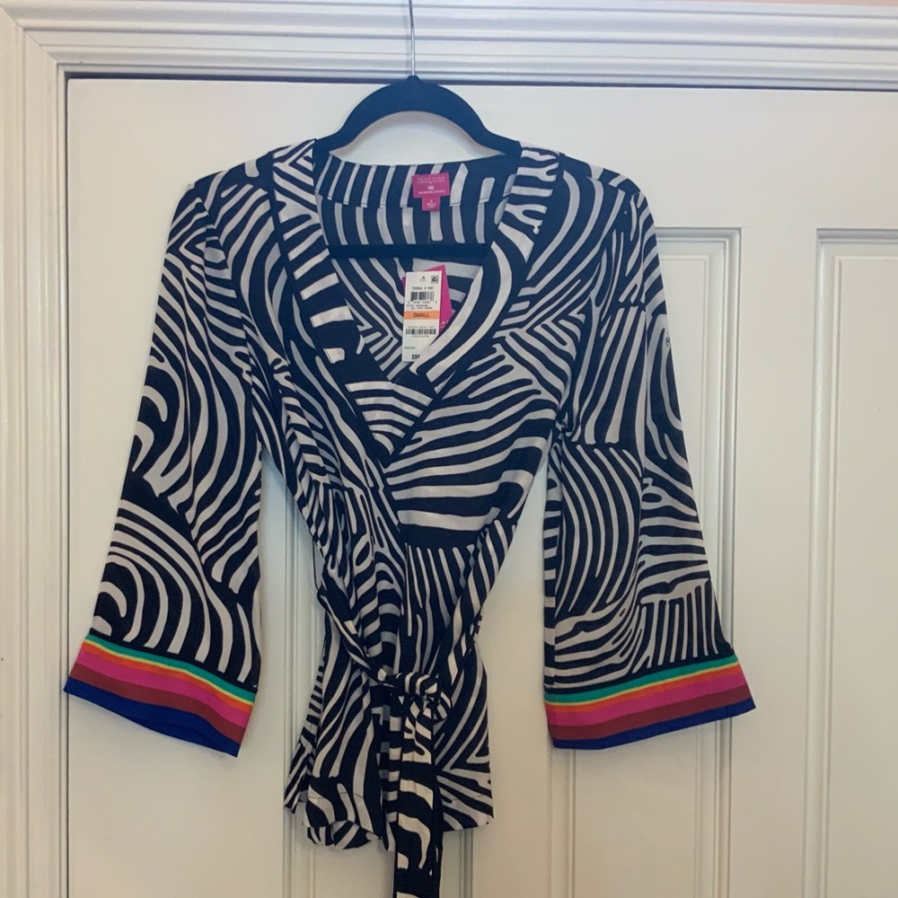 NWT Trina Turk Colorful for INC, sz S 3/4 sleeve. Belted or no belt
